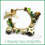 Bracciale Natale " Poinsettia Chic & Cake " mod. bianco stella  di Natale fiore fimo cernit premo idea regalo economica stella di natale bijoux dolcetti charm perle  eleganti natalizi ragazza donna per lei