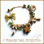 Bracciale Natale " Poinsettia Chic & Cake " mod. oro dorato   stella  di Natale fiore fimo cernit premo idea regalo economica stella di natale bijoux dolcetti charm perle  eleganti natalizi ragazza donna per lei