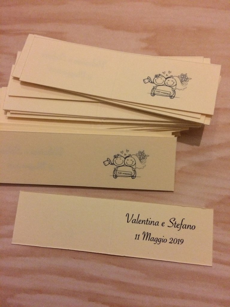 Bigliettini matrimonio confetti bomboniera sposini cartoncino avor ...