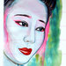 Acquerello geisha dipinto a mano 