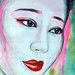 Acquerello geisha dipinto a mano 
