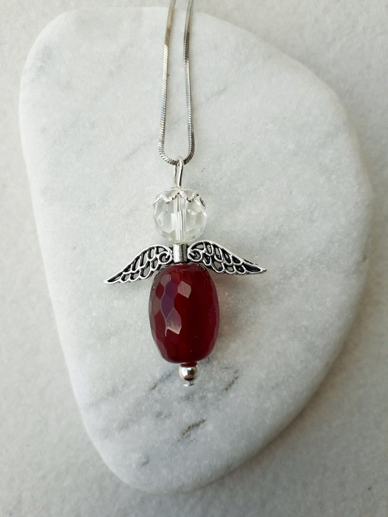 Collana con ciondolo ali d'angelo con cuore, ciondolo in argento sterling 925 con catena - Italia