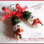 Orecchini Clip Natale " Pupazzi omini neve cappello Nero " Fimo cernit kawaii idea regalo bambina bijoux natalizi senza foro orecchie bijoux natalizi 