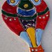Mongolfiera con cuore di ceramica, decorazione murale, manufatta decorata a mano, tecnica cuerda seca