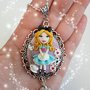 Alice in wonderland inspired, collana cameo, fimo, creazioni, kawaii