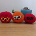 Verdure amigurumi con occhiali- pomodoro mela e arancia