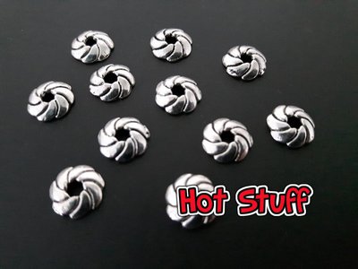 10 Coppette copriperla vortice - Argento tibetano (10mm) 10 Coppette copriperla vortice - Argento tibetano (10mm)