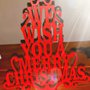 Albero di Natale stilizzato da appoggio con frase incisa con laser su legno compensato