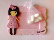 Cornice portafoto in feltro rosa  con bambolina 