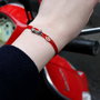 Bracciale di corda con pendente charm in argento Honda Goldwing, fatto a mano