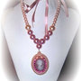 victorian pink necklace collana swarovski cameo cammeo