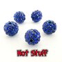 1 Perlina Shamballa di Cristallo Pave - Zaffiro blu (10mm)