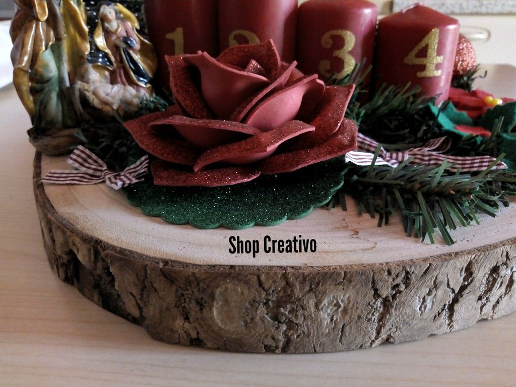 Centrotavola Natalizio In Legno Con Nativit E Candele Avvento Fe 