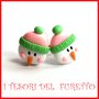 Orecchini Lobo Perno Natale  Mod." pupazzo di neve rosa verde  " lobo idea regalo Bambina ragazza donna fimo cernit kawaii dolcetti