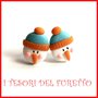 Orecchini Lobo Perno Natale  Mod." pupazzo di neve arancio azzurro  " lobo idea regalo Bambina ragazza donna fimo cernit kawaii dolcetti