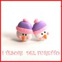 Orecchini Lobo Perno Natale  Mod." pupazzo di neve lilla rosa   " lobo idea regalo Bambina ragazza donna fimo cernit kawaii dolcetti