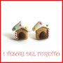 Orecchini Lobo Perno Natale  Mod." Casetta marzapane  biscotto gingerbread " lobo idea regalo Bambina ragazza donna fimo cernit kawaii dolcetti