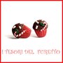 Orecchini Lobo Perno Natale  Mod." Cupcake base rossa  " lobo dolcetti  idea regalo Bambina ragazza donna fimo cernit kawaii dolcetti