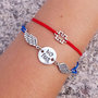 Bracciale di corda con pendente charm in argento Puzzle, fatto a mano