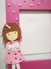 Cornice porta foto in legno con bambolina personalizzabile. regalo bimbi Natale Compleanno