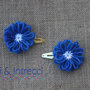 Mollettine a clip fatte a mano con lana blu / fermacapelli bambina fiore