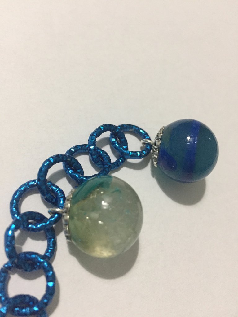 CAVIGLIERA O BRACCIALE AD ELASTICO- PERLE AZZURRE - PERLA PORCELLAN... | Su - Foto 10