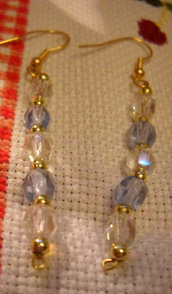 orecchini in cristalli di Boemia  trasparente e blu