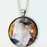 Collana con ciondolo a forma di volto di luna in stile boho: gioielli celestiali in stile vintage in oro antico dipinti a mano - Italia