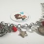 Bracciale con charms. Pendenti. Cuore rosso. Dado,stella,chiave. Idea San Valentino. Mamma. Love