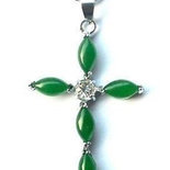 Collana Con Cordino Unisex – Ciondolo Della Pace In Giada E Agata Verde Naturale, Misura 25x10 Mm