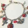 Braccialetto con ciondolo coccinella rossa argento. Idea regalo donna. Fortuna San Valentino  