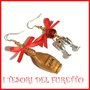 Orecchini Natale " Brindisi di mezzanotte Gold " Spumante champagne bicchieri idea regalo Fimo Kawaii 