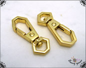 Moschettoni in metallo cromato colore oro, modello doppio esagono, lungo mm.35 - 2 pezzi