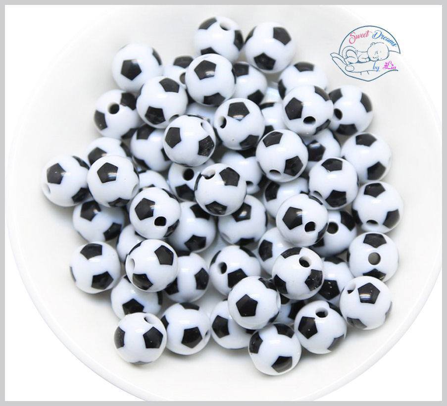 IPOTCH Bottoni Rotondi Colorati delle Perle del Pallone da Calcio di 60 Pezzi 12mm per La Fabbricazione di Gioielli 12 Millimetri Nero Bianco 