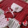 Set da cucina stile shabby rosso cuoricini