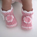 Scarpine stivaletti rosa / bianco neonata fatte a mano idea regalo corredino nascita battesimo lana uncinetto 