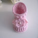 Scarpine stivaletti rosa neonata fatte a mano idea regalo corredino nascita battesimo cerimonia lana uncinetto 