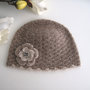 Cappello cappellino bambina 3 - 5 anni color tortora con fiore