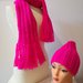 coordinato sciarpa e cappello rosa fluo