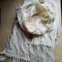 Sciarpa ai ferri donna con frange panna boho hippy bianco lunga trecce 