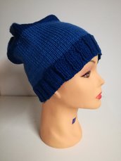 cappello in lana a righe blu