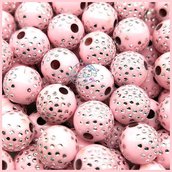 Lotto 25 perle acrilico 8 mm pavè di strass ROSA