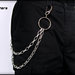 Catena per pantaloni, doppia catena modello forzatina, colore argento, con grande anello cromato - 55 cm.