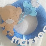 Coccarda fiocco nascita bimbo bimba orso cuori orsetto cuore glitter Bebè idea regalo