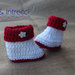 scarpine invervali /stivaletti neonato neonata bianchi e rossi uncinetto