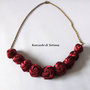 Collana con rose bordeaux di raso 3