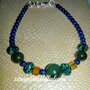bracciale agata verde , cristalli verdi e perle blu