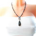 Collana da donna Boho in vetro cristallo con ciondolo di Diaspro Impression - WGN03