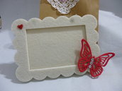 Cornice foto in feltro con farfalla e cuore. Colori personalizzabili. Idea san valentino, mamma, compleanno