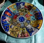 Piatto murale di ceramica artistica dipinto a mano con segni zodiacali moderni